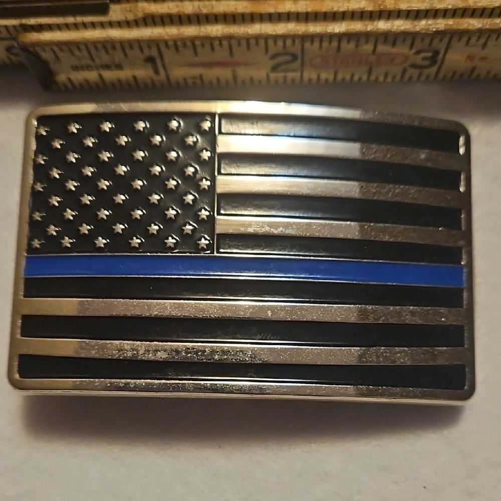 Thin Blue Line Belt Buckle, Needs A Polish, Nice Gift